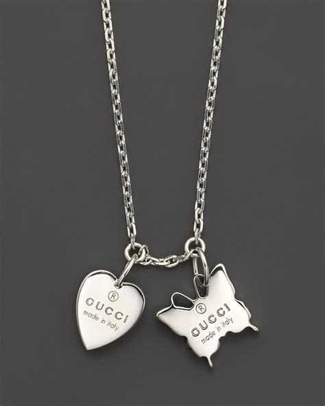 gucci charm necklace|Gucci heart butterfly necklace.